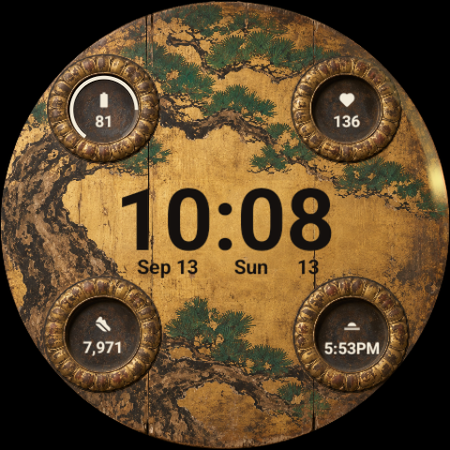 Kikuza · Gold Pine Panel watch face